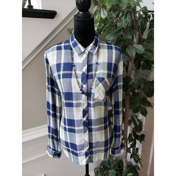 Tribal Women's Blue Rayon Casual Collared Long Sleeve Button Down Shirt Medium - Picture 11 of 11